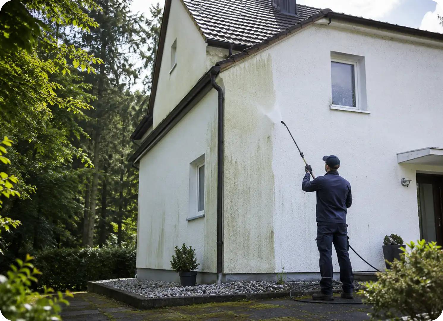 Fassadenreinigung in Taunusstein – wenn der Wald auch die Fassade belastet